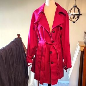 Pink Cynthia Rowley Single Breasted Belted Trench Coat